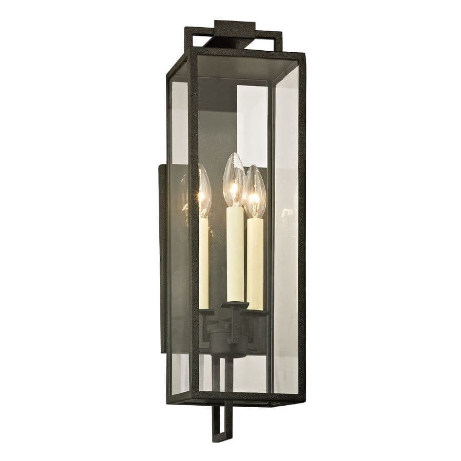 Fox 3 Light Outdoor Wall Lantern in Forged Iron-img-1