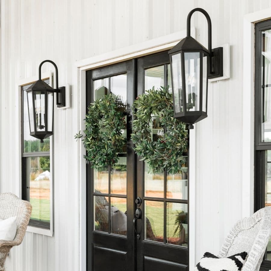 Landon 3 Light Outdoor Wall Lantern - Medium in Black-img-1