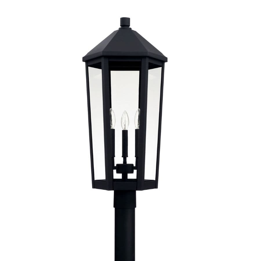 Landon 3 Light Outdoor Post Top Lantern in Black-img-1