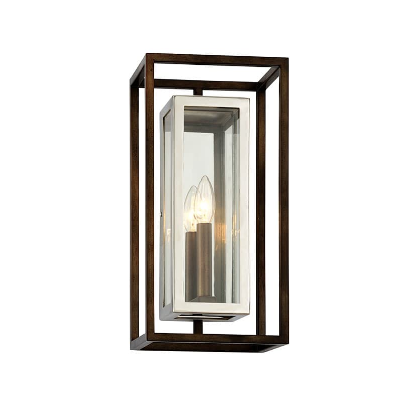 Lake 1 Light Outdoor Wall Lantern in Bronze & Polished Stainless Steel-img-2