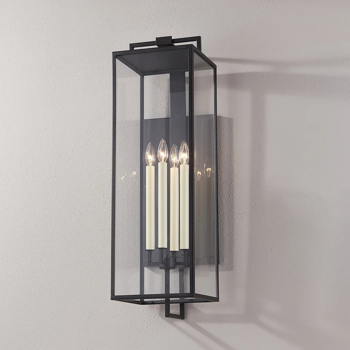 Fox 4 Light Outdoor Wall Lantern in Forged Iron-img-3
