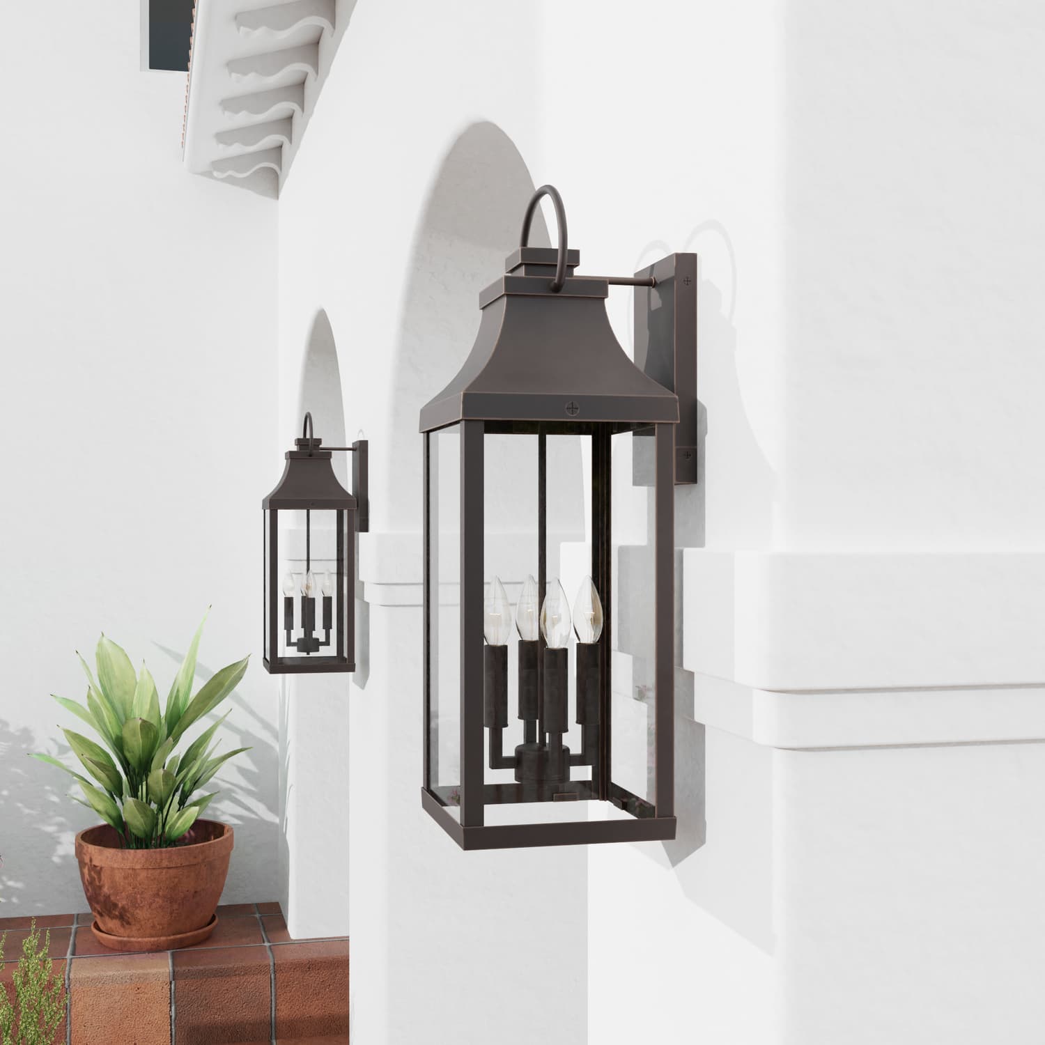 Cole 4 Light Outdoor Wall Lantern - Extra Large in Black-img-1