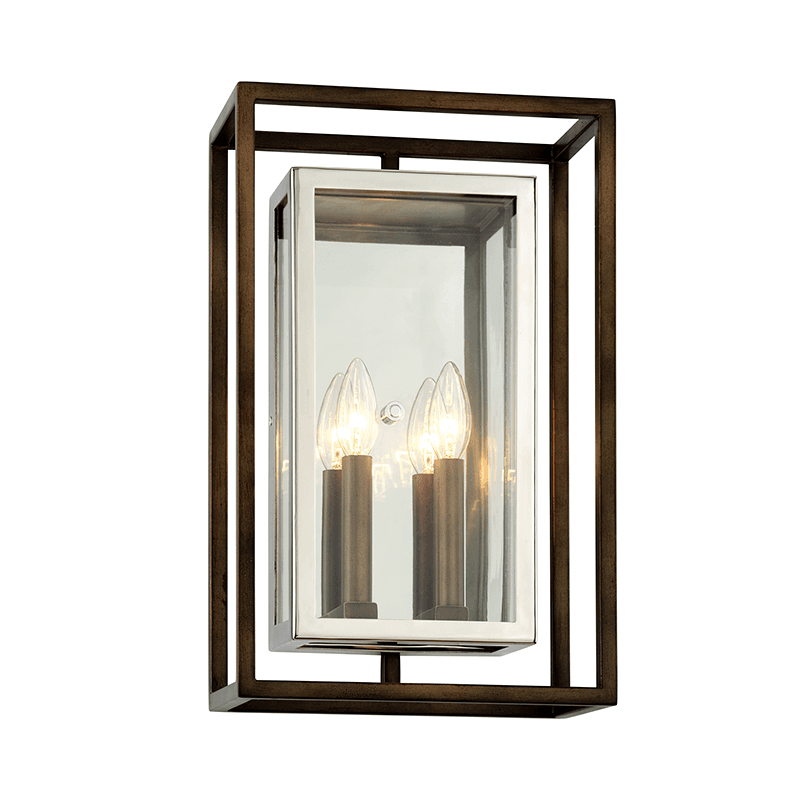 Lake 2 Light Wall Lantern in Bronze & Polished Stainless Steel-img-1