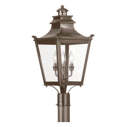 English 3 Light Outdoor Post Top Lantern in Bronze-img-1