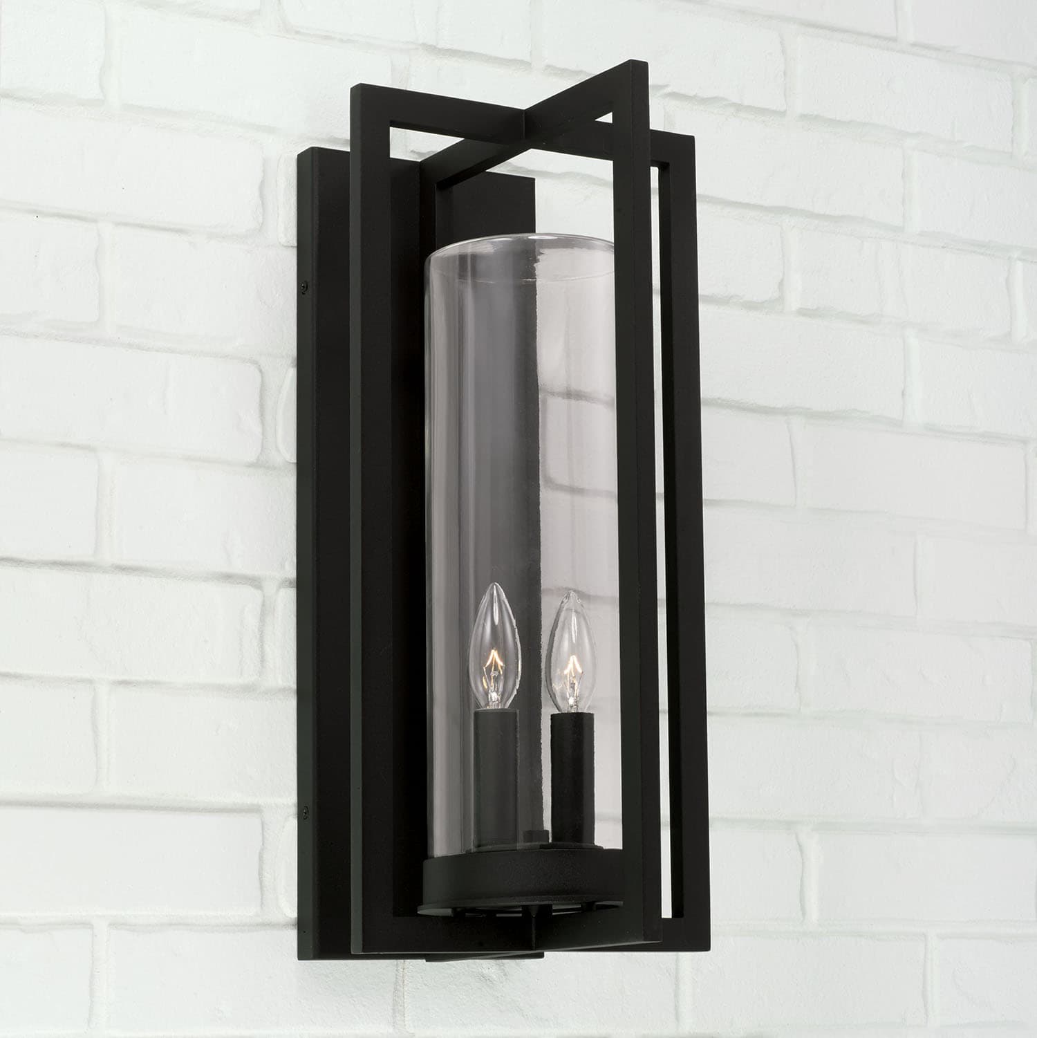 Karter 2 Light Outdoor Wall Lantern in Black-img-1