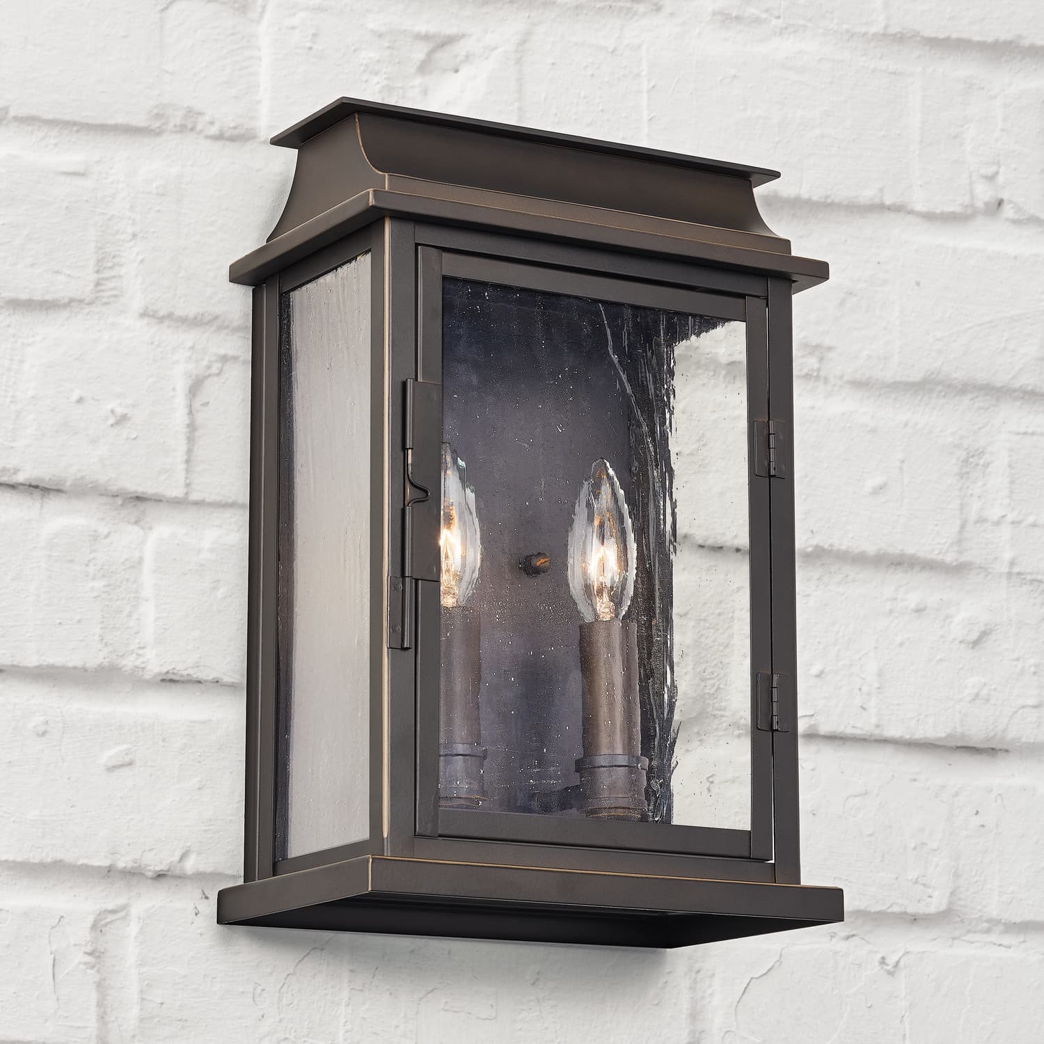 Calbi 2 Light Outdoor Wall Lantern in Oiled Bronze-img-1