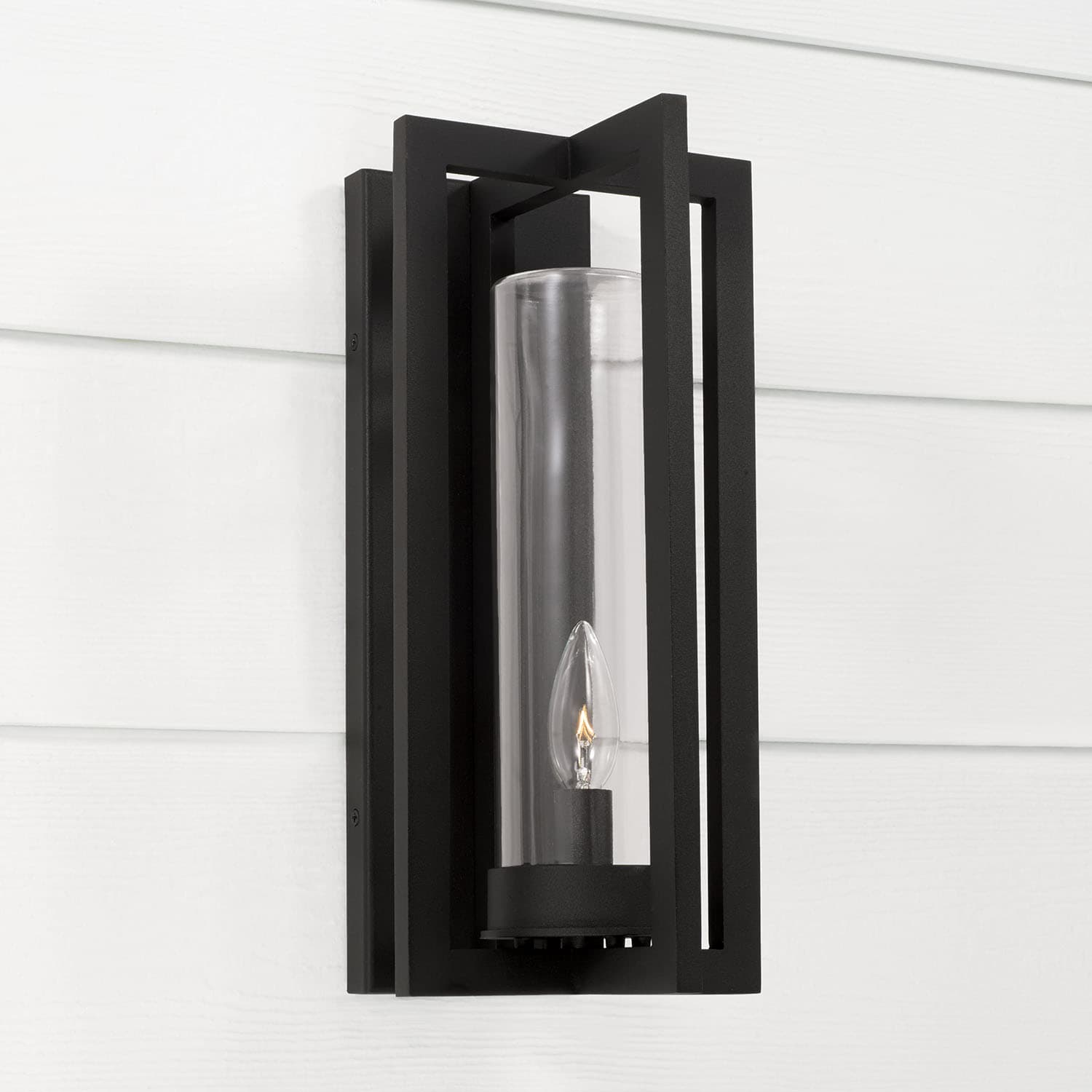 Karter 1 Light Outdoor Wall Lantern in Black-img-1