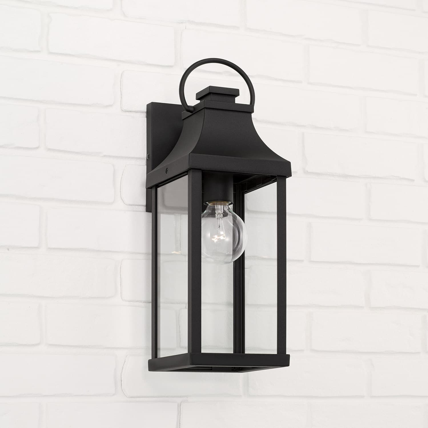 Cole 1 Light Outdoor Wall Lantern in Black-img-1