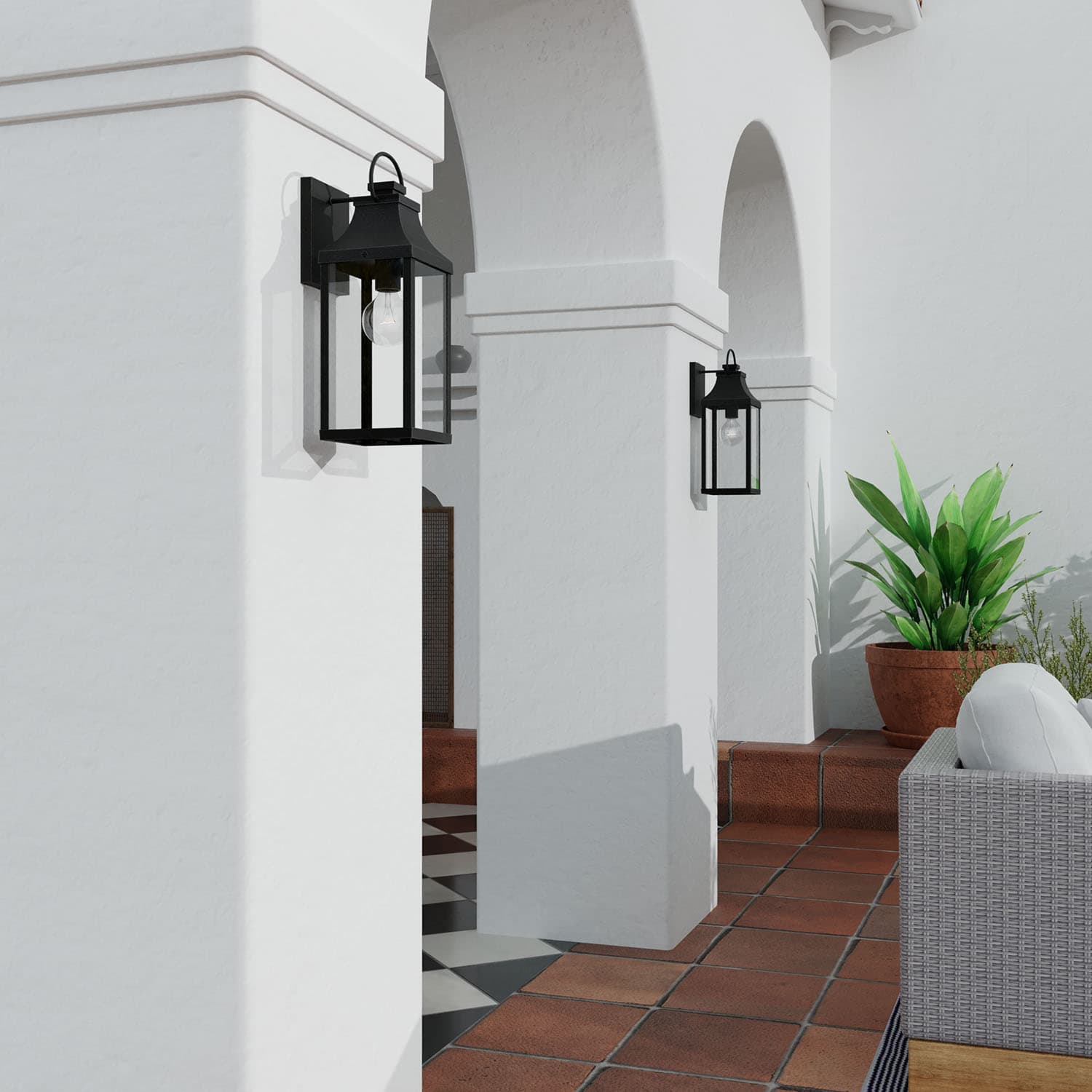 Cole 1 Light Outdoor Wall Lantern in Black-img-5