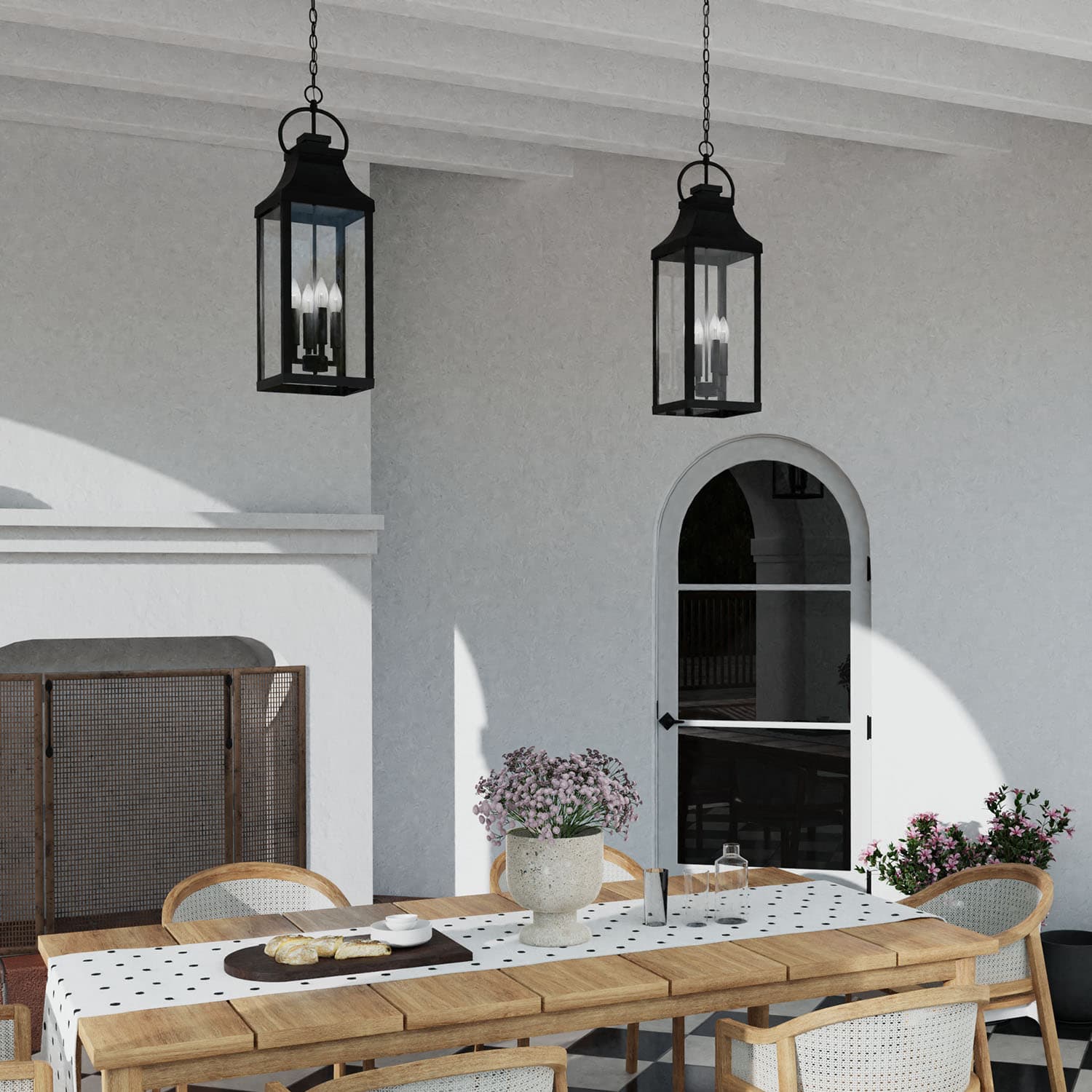 Cole 4 Light Outdoor Hanging Lantern in Black-img-4
