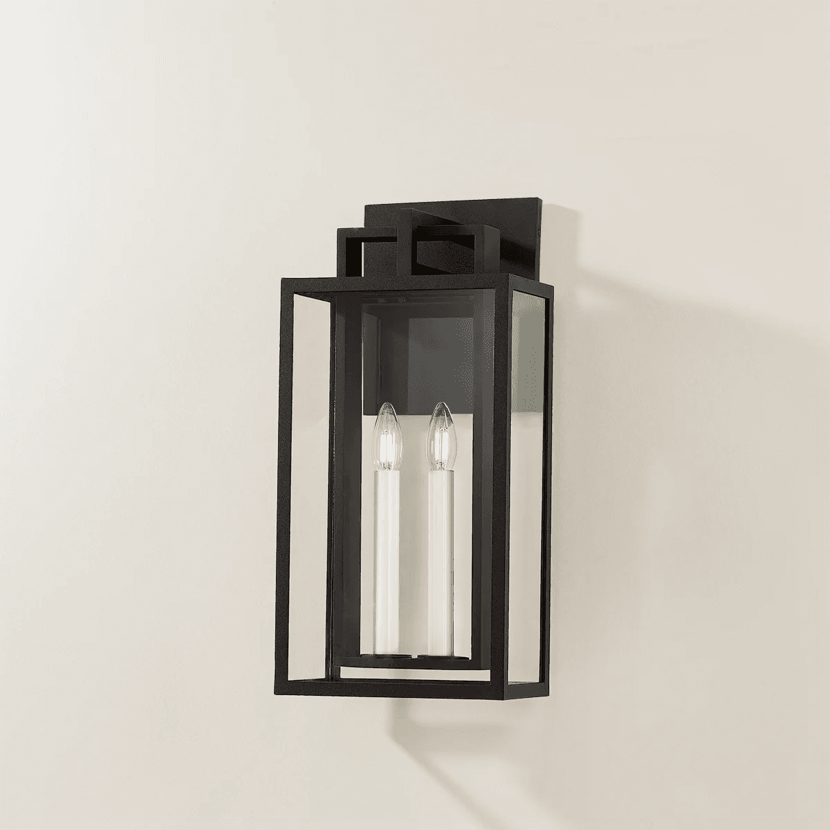 Robertson 2 Light Outdoor Wall Lantern - Small in Textured Black-img-1