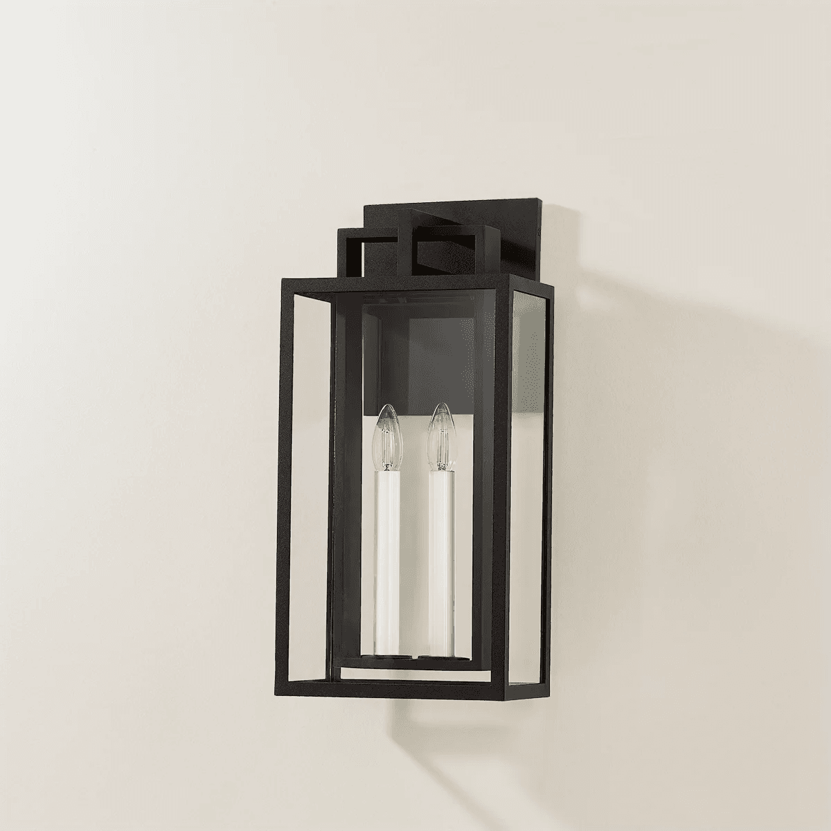 Robertson 2 Light Outdoor Wall Lantern - Small in Textured Black-img-2