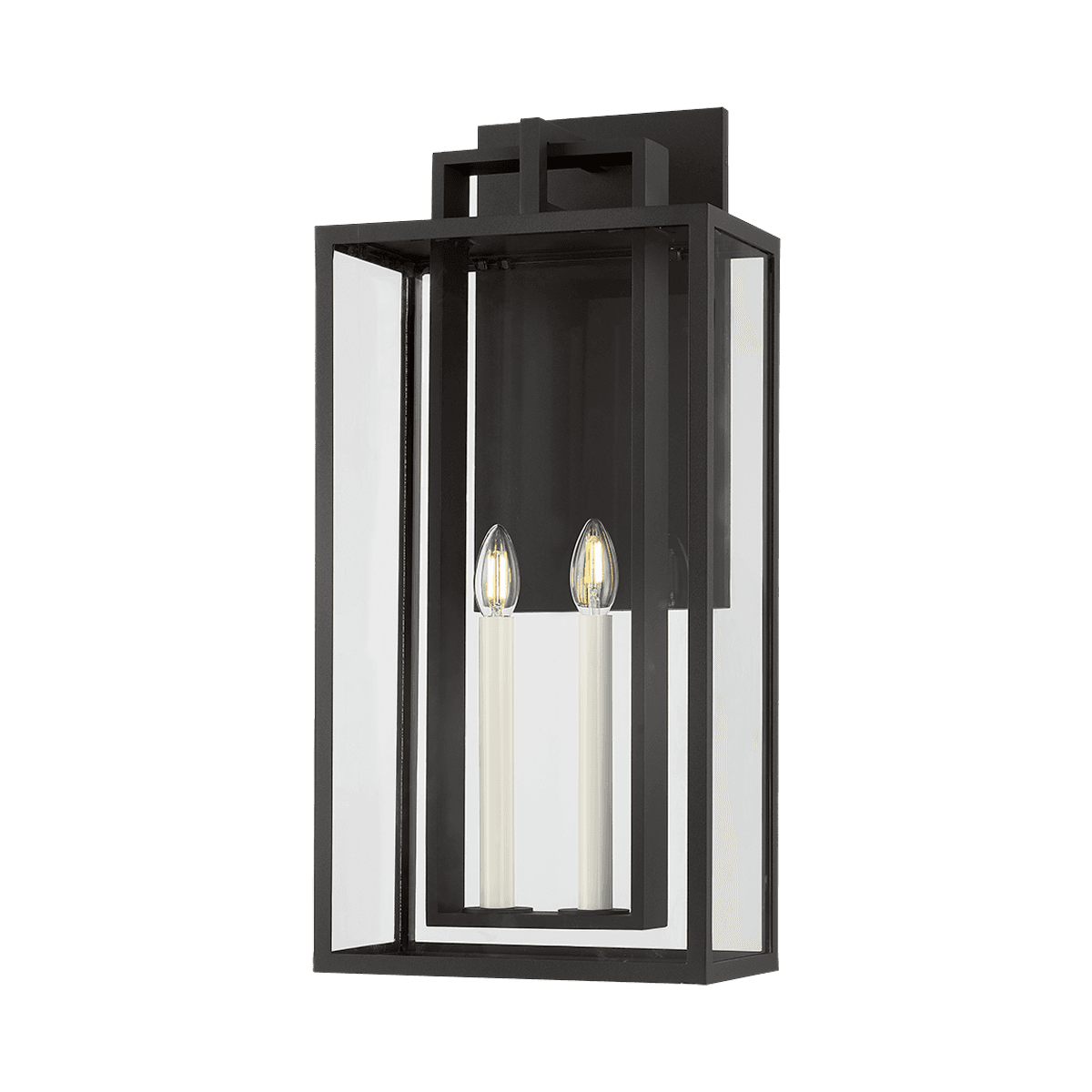 Robertson 2 Light Outdoor Wall Lantern - Small in Textured Black-img-3