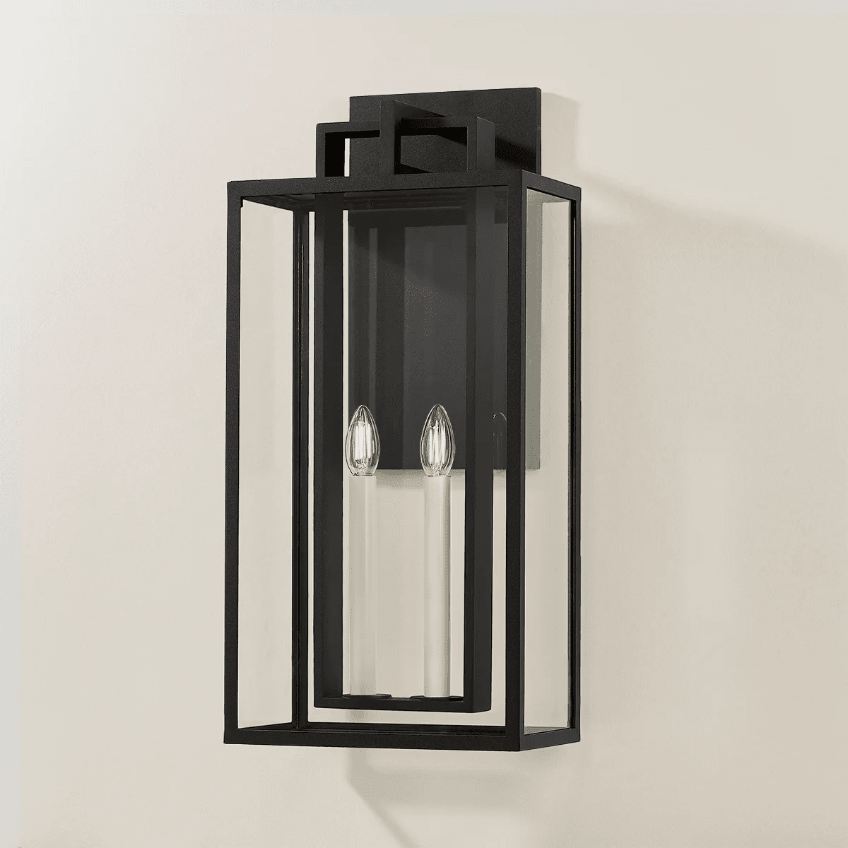 Robertson 2 Light Outdoor Wall Lantern - Large in Textured Black-img-1