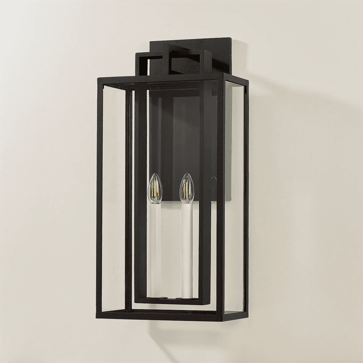 Robertson 2 Light Outdoor Wall Lantern - Large in Textured Black-img-2