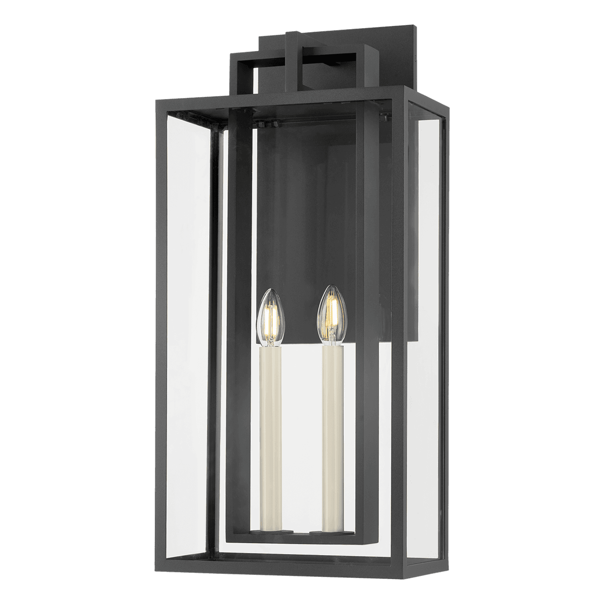 Robertson 2 Light Outdoor Wall Lantern - Large in Textured Black-img-3