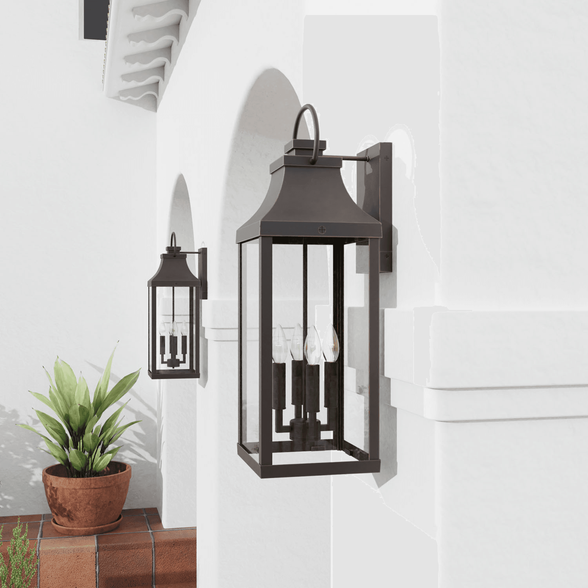 Cole 4 Light Outdoor Wall Lantern - Extra Large in Oiled Bronze-img-6
