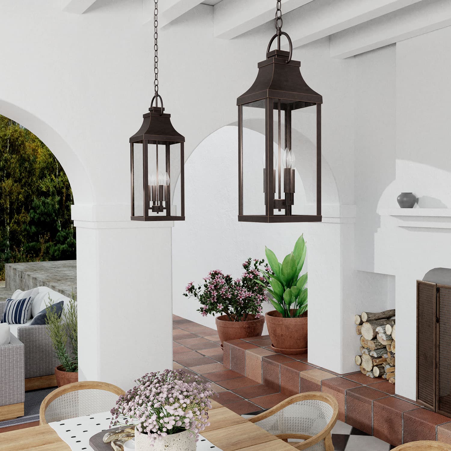 Cole 4 Light Outdoor Hanging Lantern in Oiled Bronze-img-1