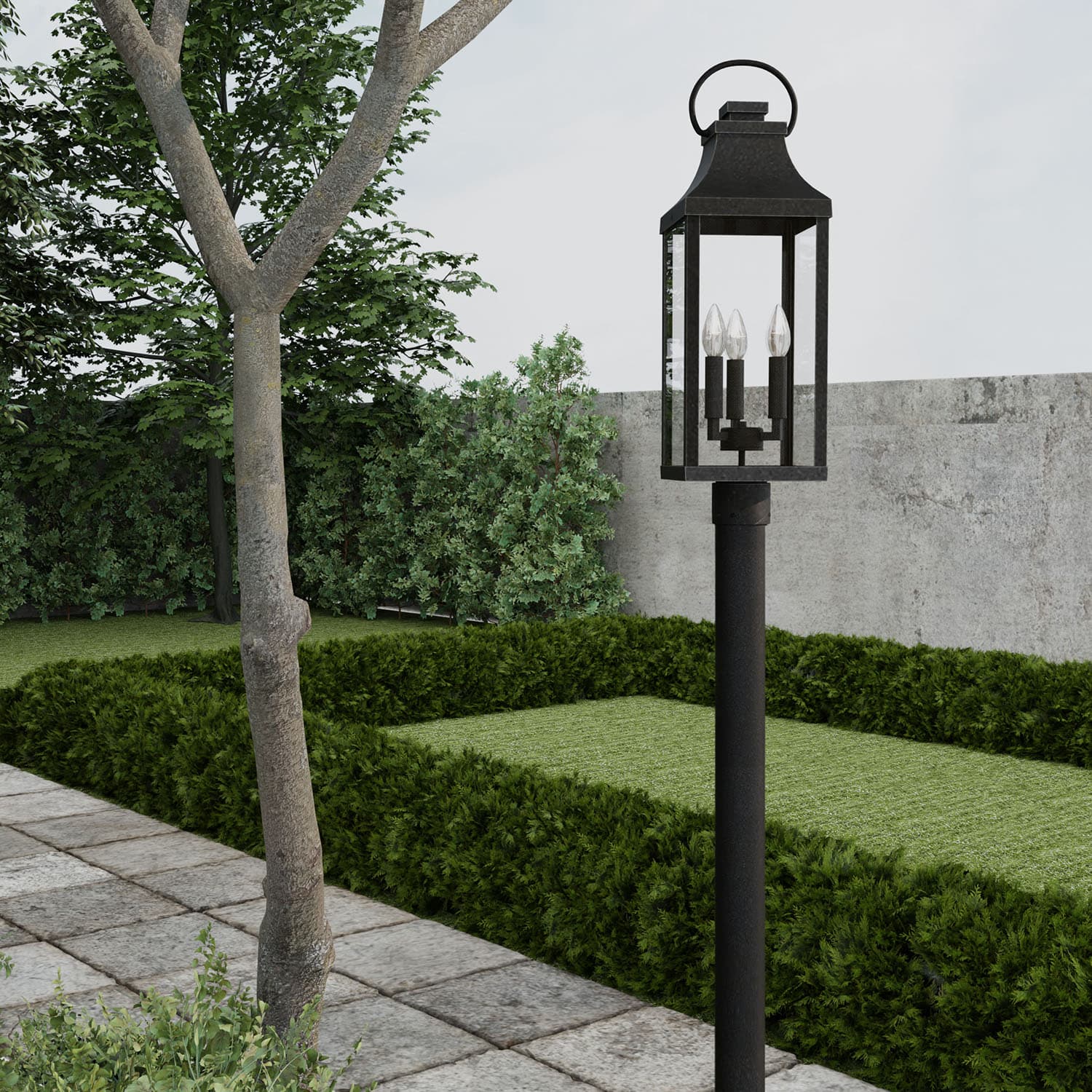 Cole 3 Light Outdoor Post Top Lantern in Black-img-1