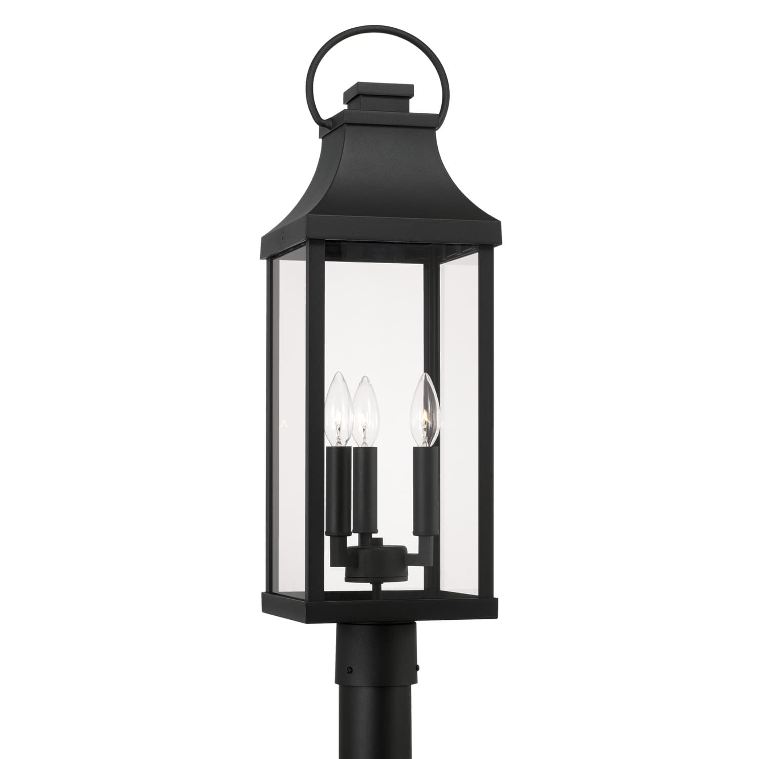 Cole 3 Light Outdoor Post Top Lantern in Black-img-3