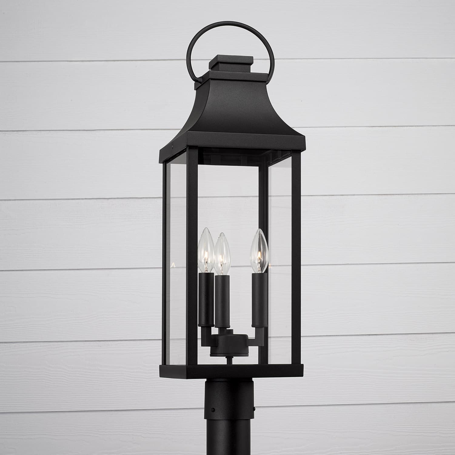 Cole 3 Light Outdoor Post Top Lantern in Black-img-5
