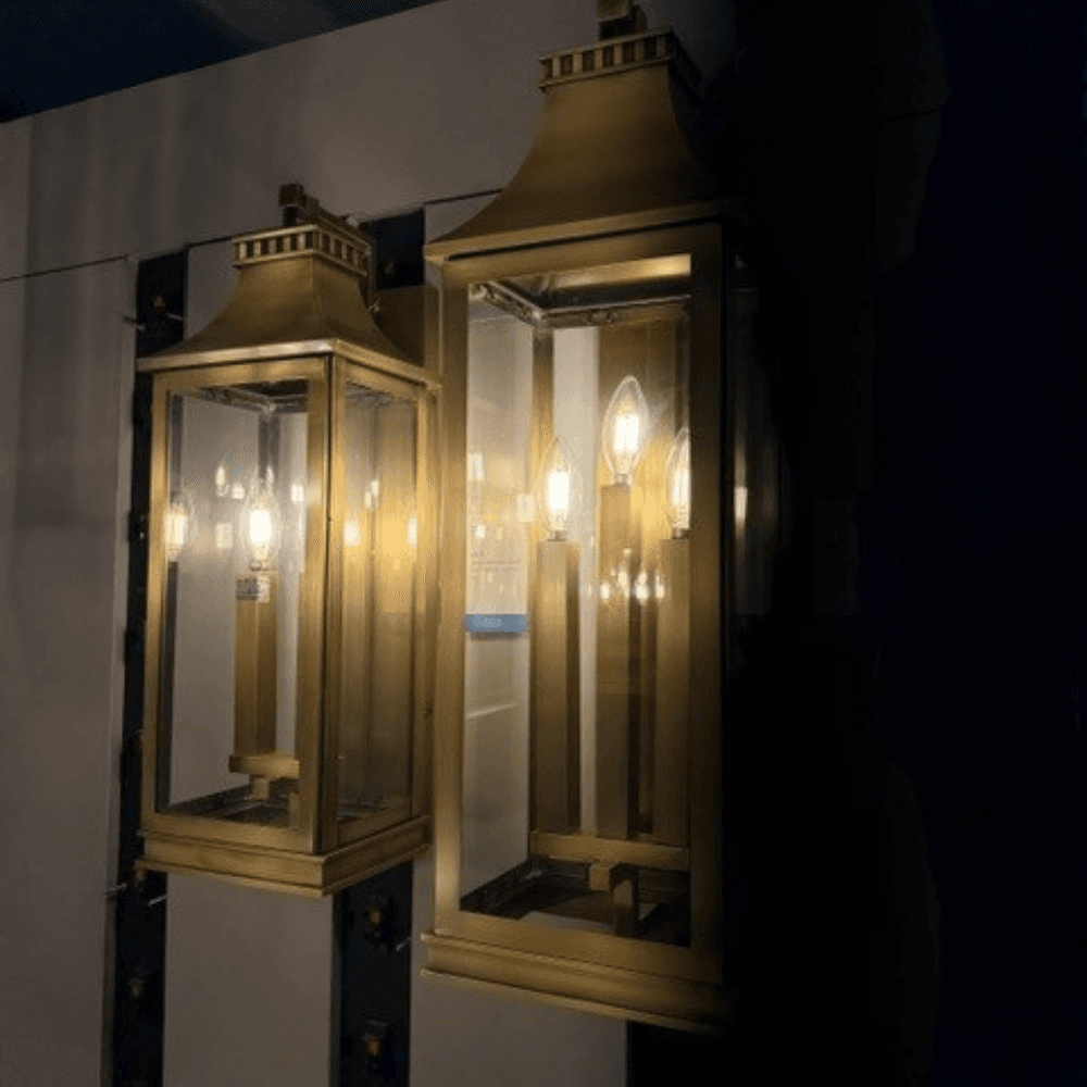 Bene 2 Light Outdoor Wall Light in Aged Brass-img-1