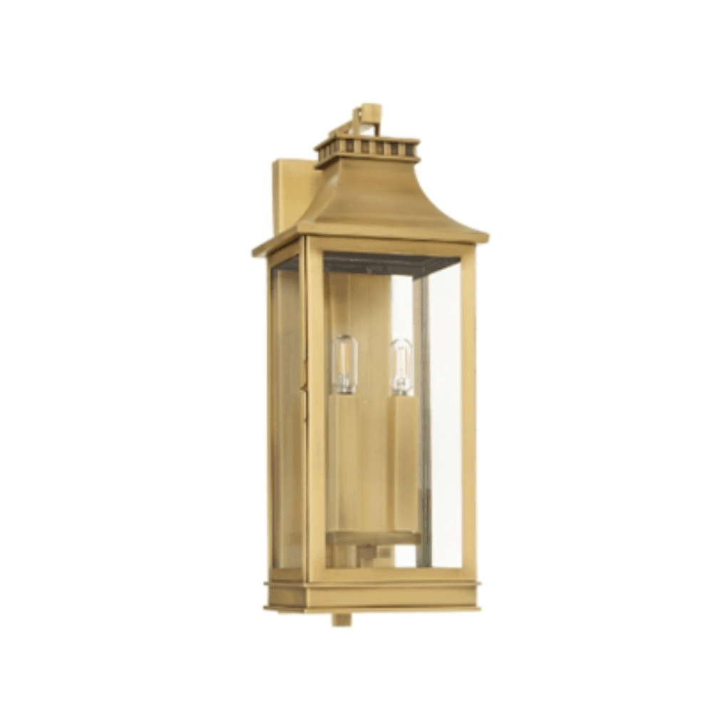 Bene 2 Light Outdoor Wall Light in Aged Brass-img-2
