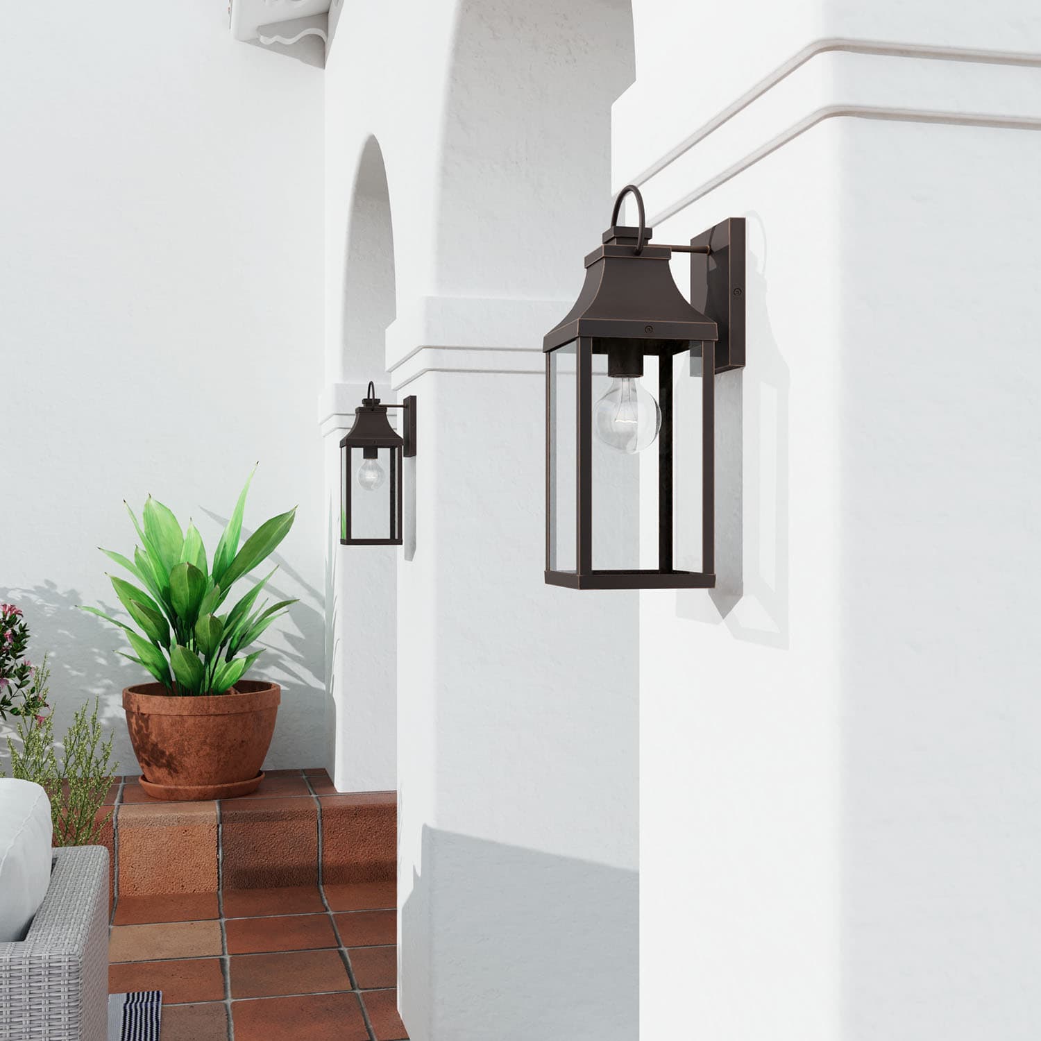 Cole 1 Light Outdoor Wall Lantern in Oiled Bronze-img-1