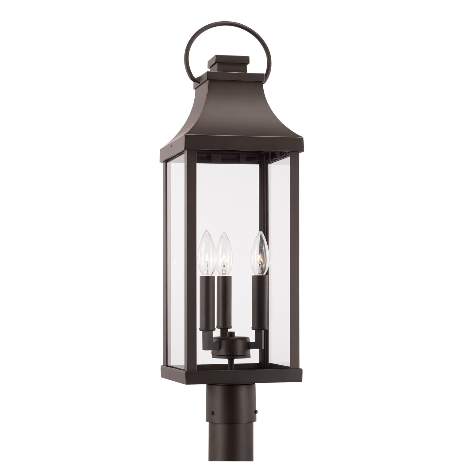 Cole 3 Light Outdoor Post Top Lantern in Oiled Bronze-img-3