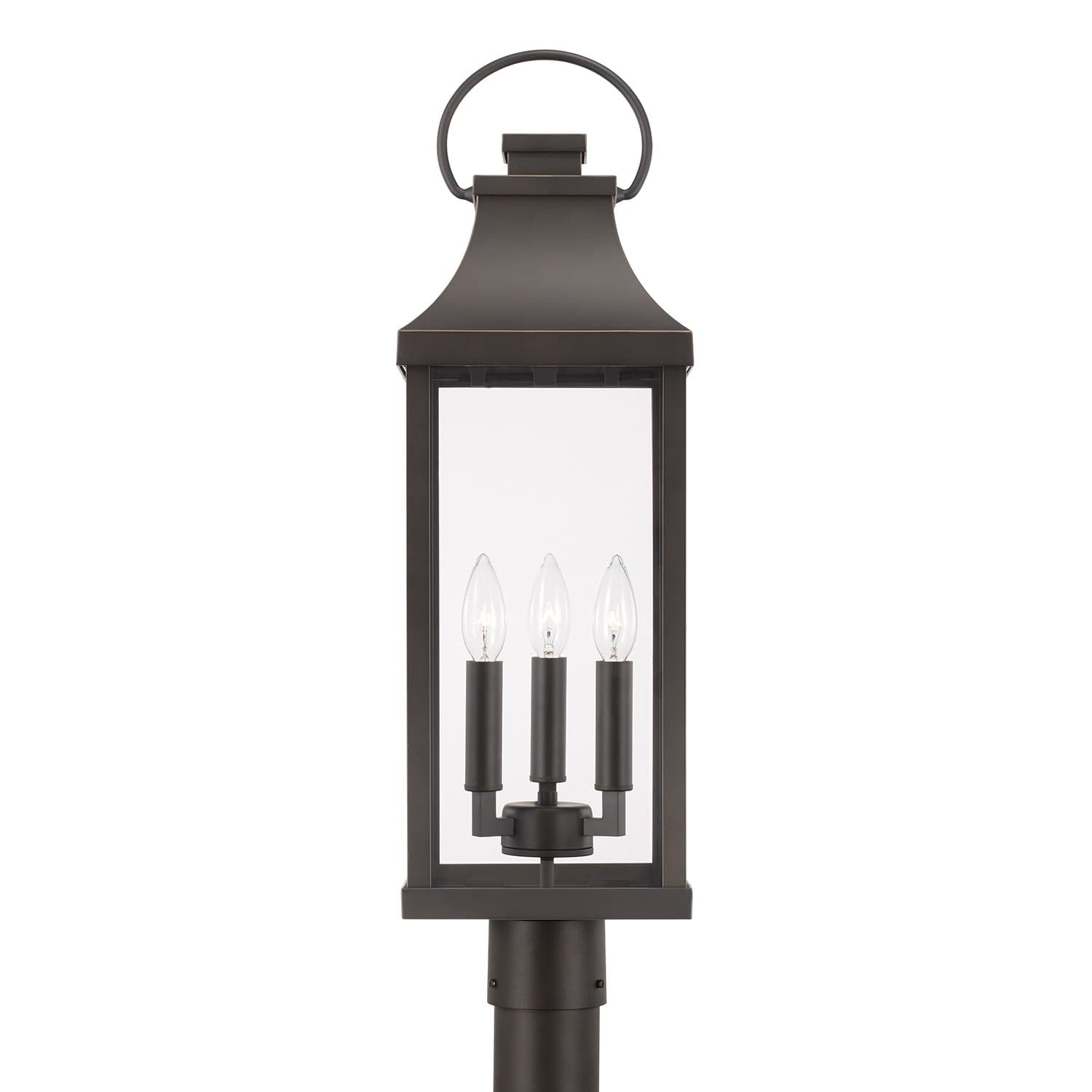 Cole 3 Light Outdoor Post Top Lantern in Oiled Bronze-img-4