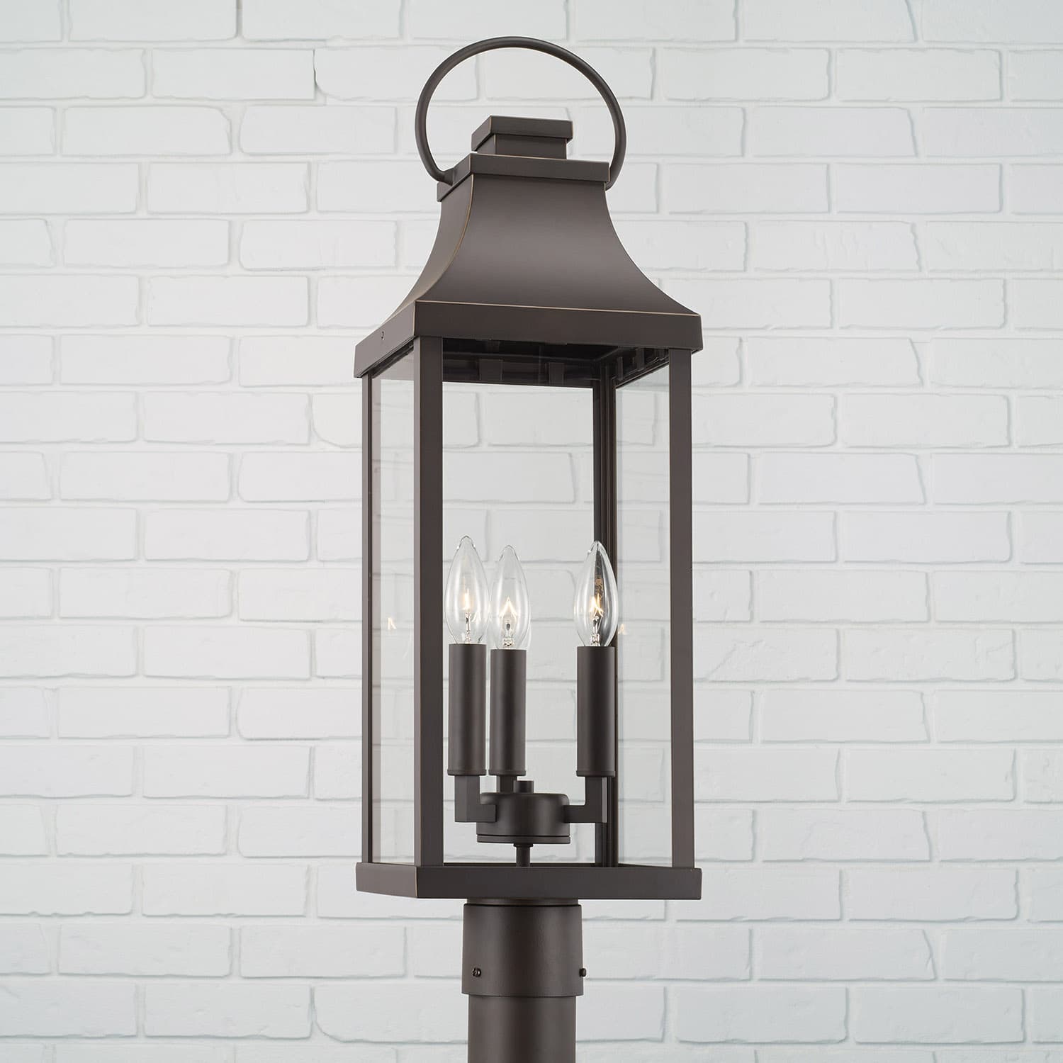 Cole 3 Light Outdoor Post Top Lantern in Oiled Bronze-img-5