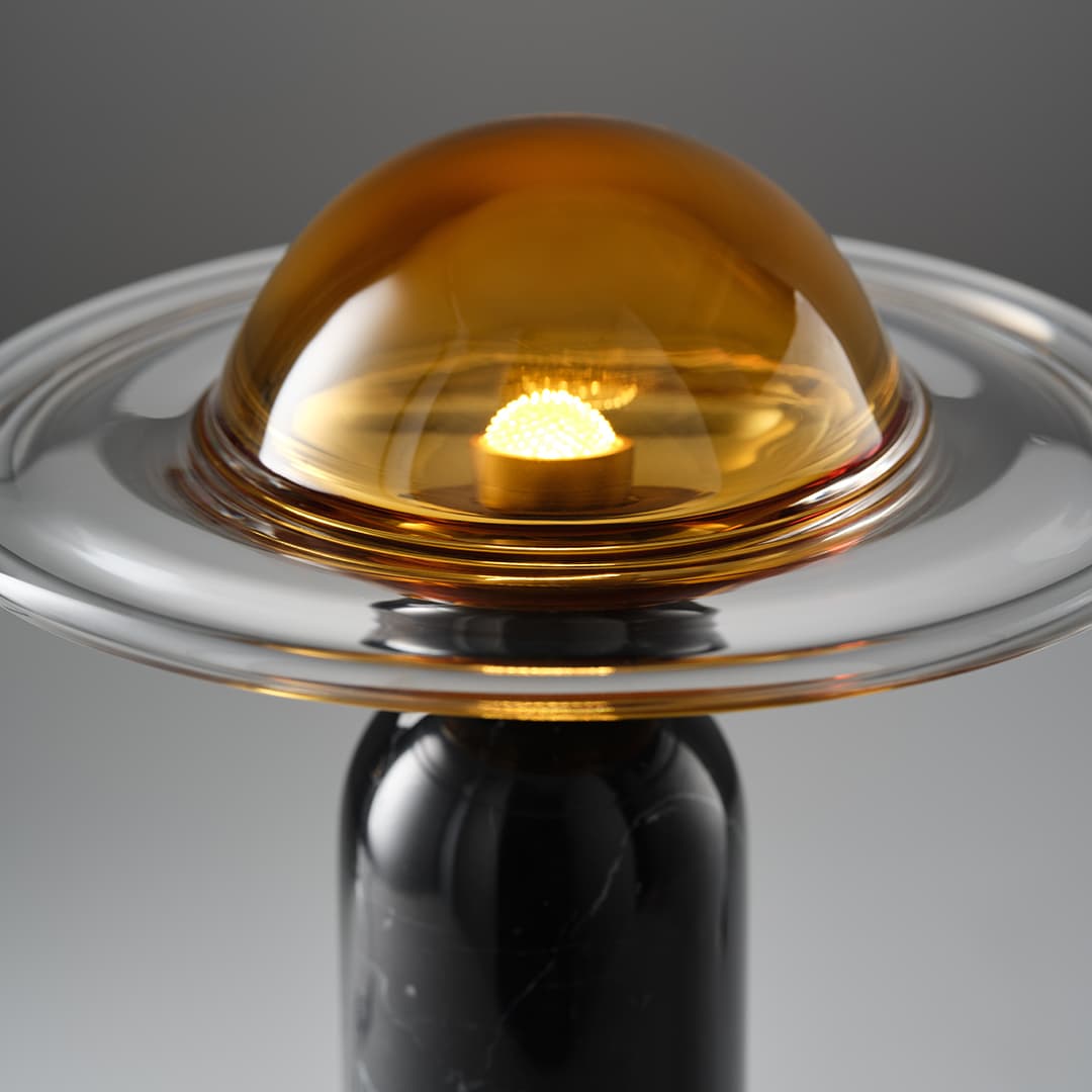 Aqua LED Glass Table Lamp in Black Marble-img-3