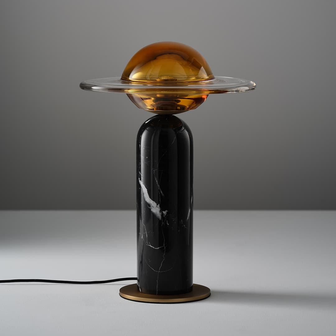 Aqua LED Glass Table Lamp in Black Marble-img-4