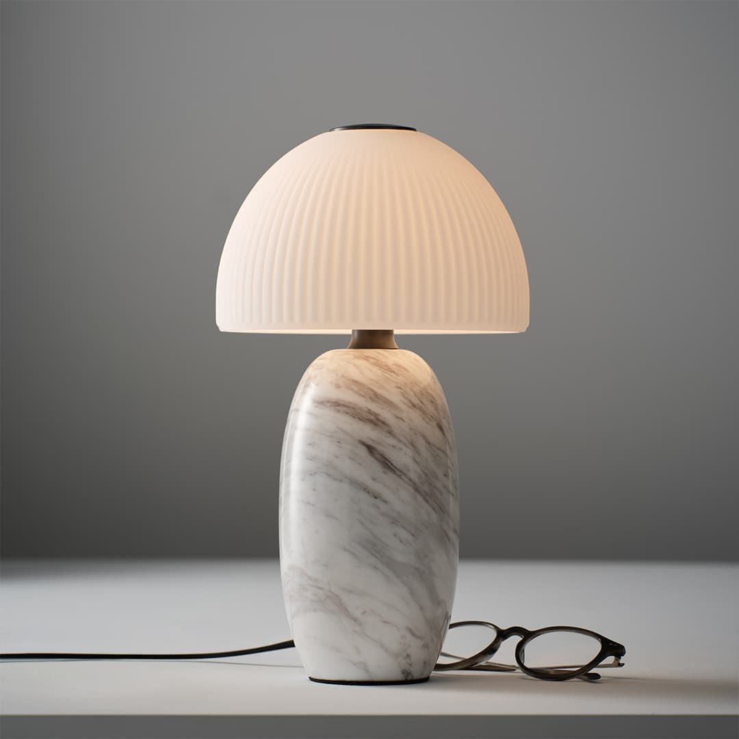 Tye 1 Light Glass Table Lamp in Frosted Marble-img-2