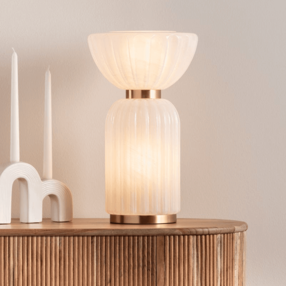 Farah Cloud Glass Table Lamp in Aged Brass-img-1
