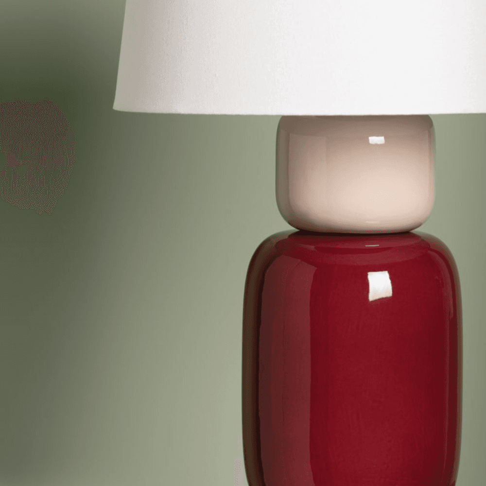 Baya Table Lamp in Aged Brass & Ceramic Red Blush-img-2