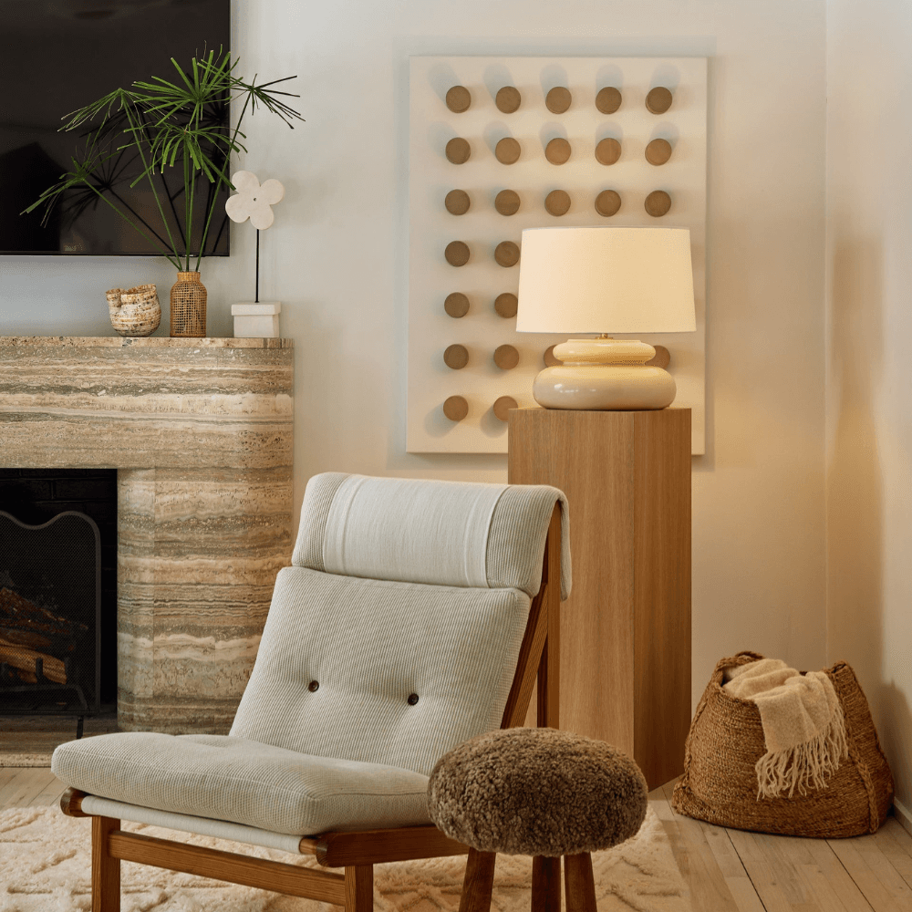 Linz Table Lamp in Aged Brass & Ceramic Butter Crackle-img-1