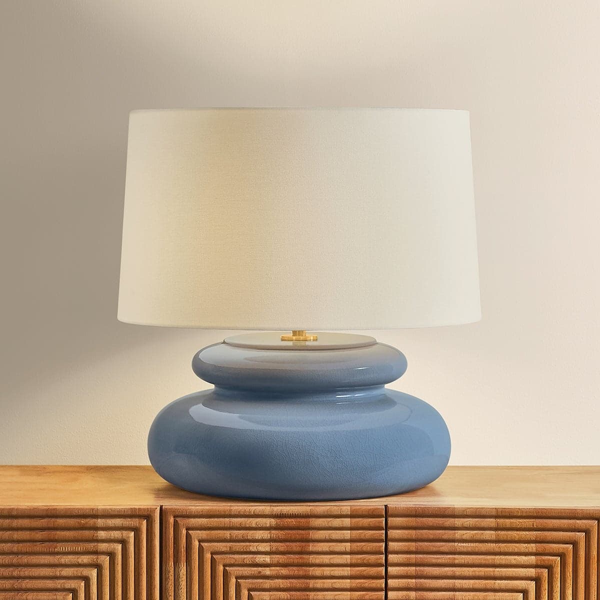 Linz Table Lamp in Aged Brass & Ceramic Blue Crackle-img-1