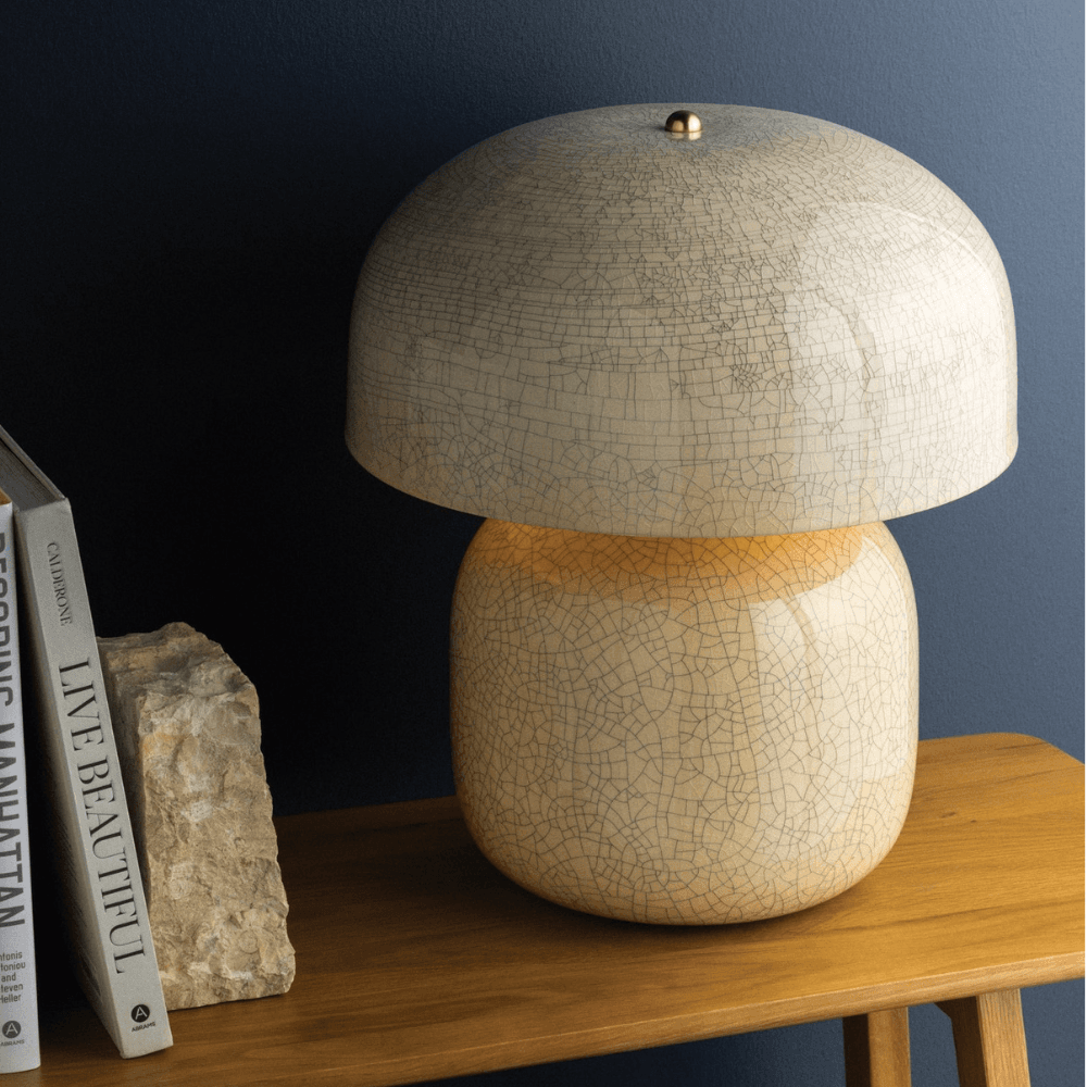 Enko Table Lamp in Aged Brass & Inked Crackle Glaze-img-1