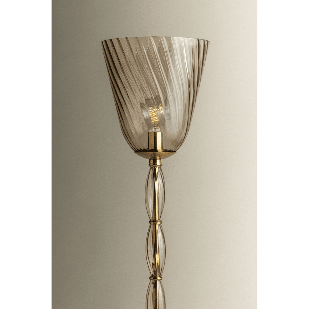 Belmont Floor Lamp in Aged Brass & Brown Hue Glass-img-2