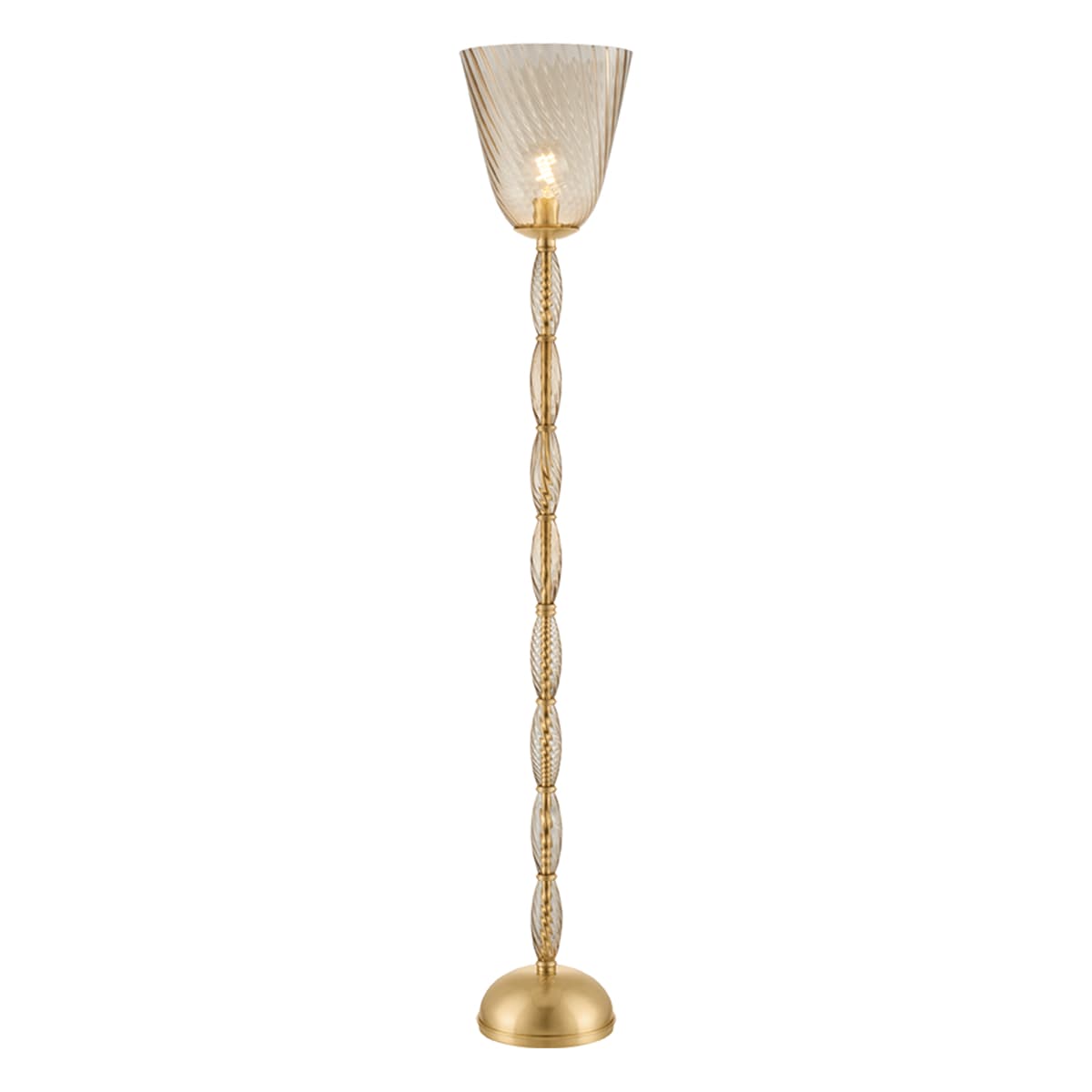 Belmont Floor Lamp in Aged Brass & Brown Hue Glass-img-4