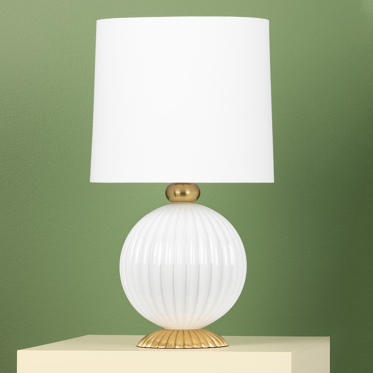 Viva Table Lamp in Aged Brass & White-img-1