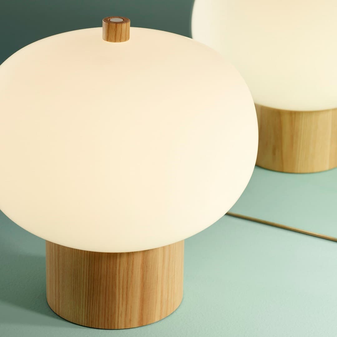 Luna Glass Table Lamp - Small in Timber-img-2