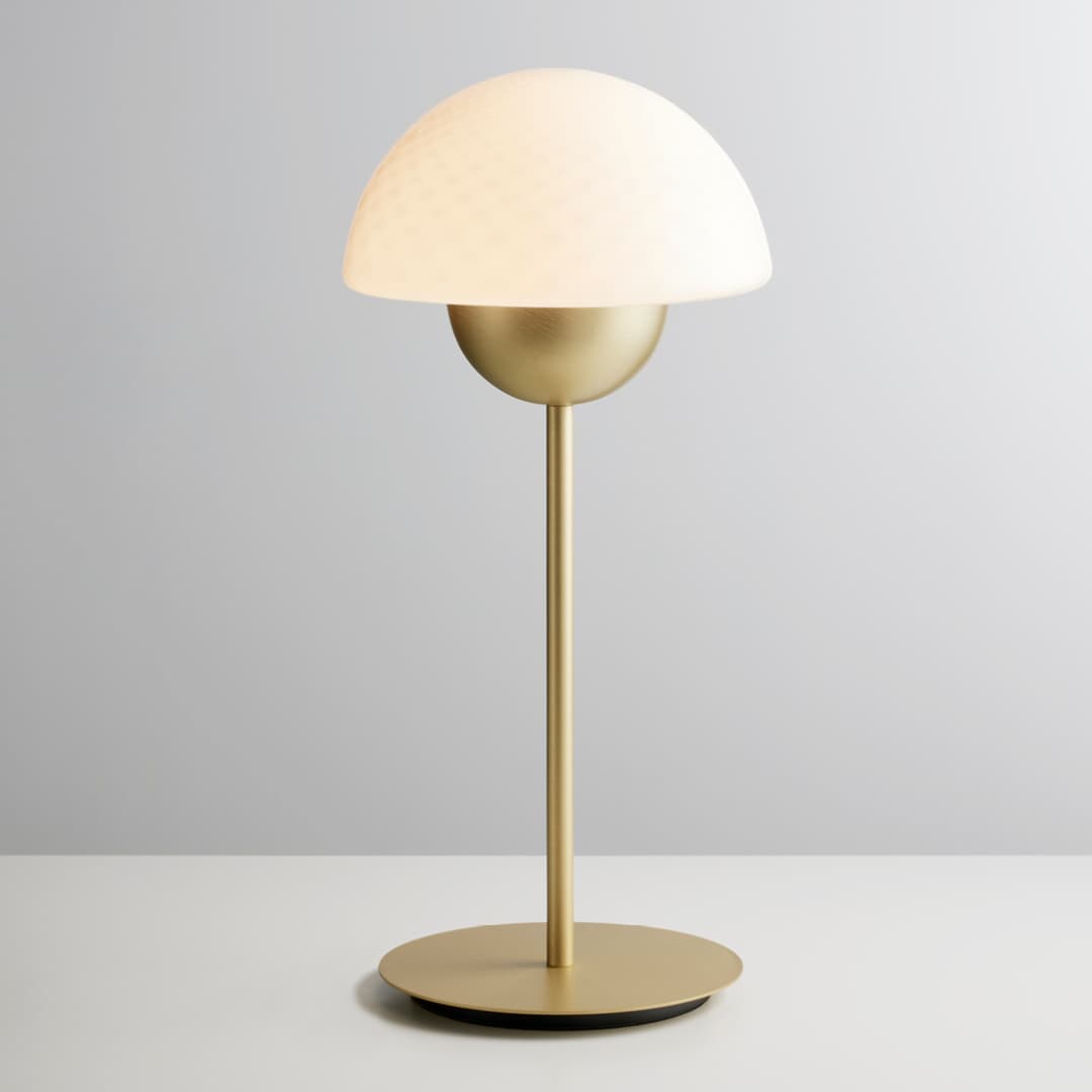 Fia Table Lamp in Brushed Gold & White Glass-img-1