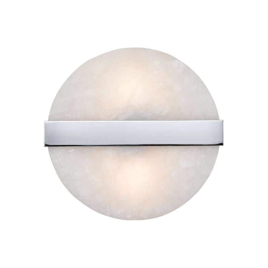 Eclipse 2 Light Round Alabaster Wall Light in Chrome-img-1
