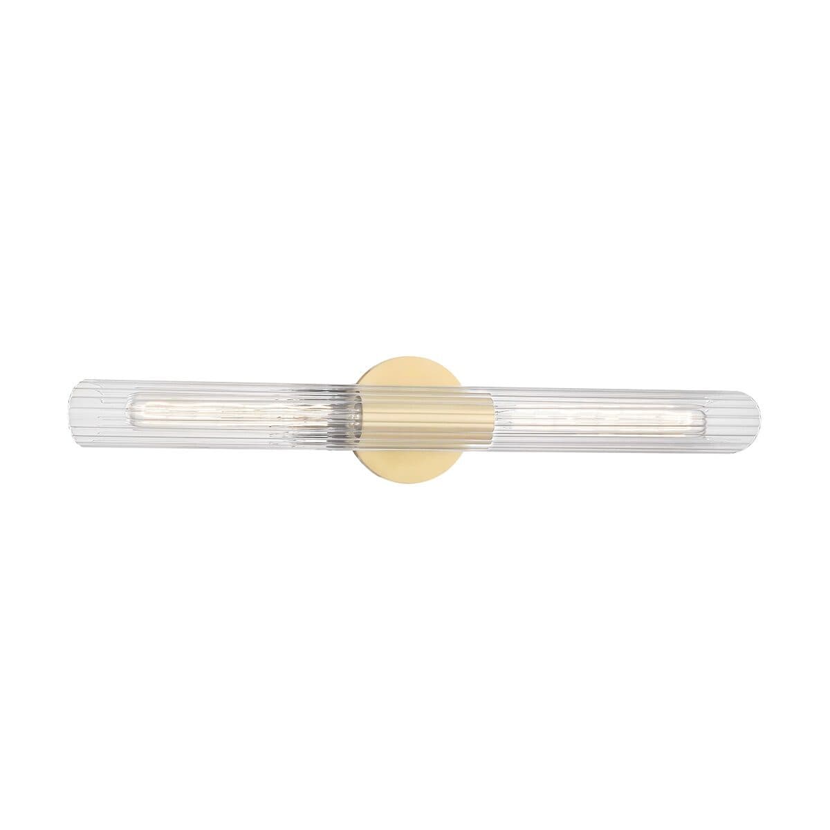 Bay 2 Light Glass Wall Light - Large in Aged Brass-img-1