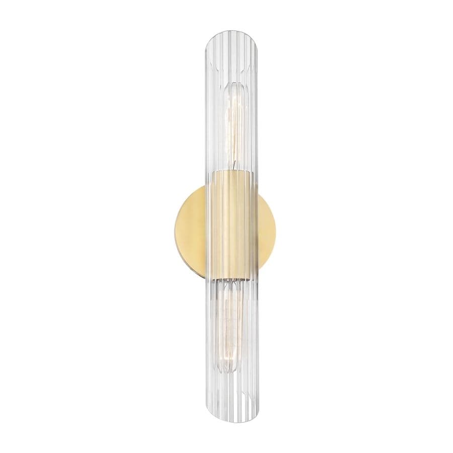 Bay 2 Light Glass Wall Light - Small in Aged Brass-img-2