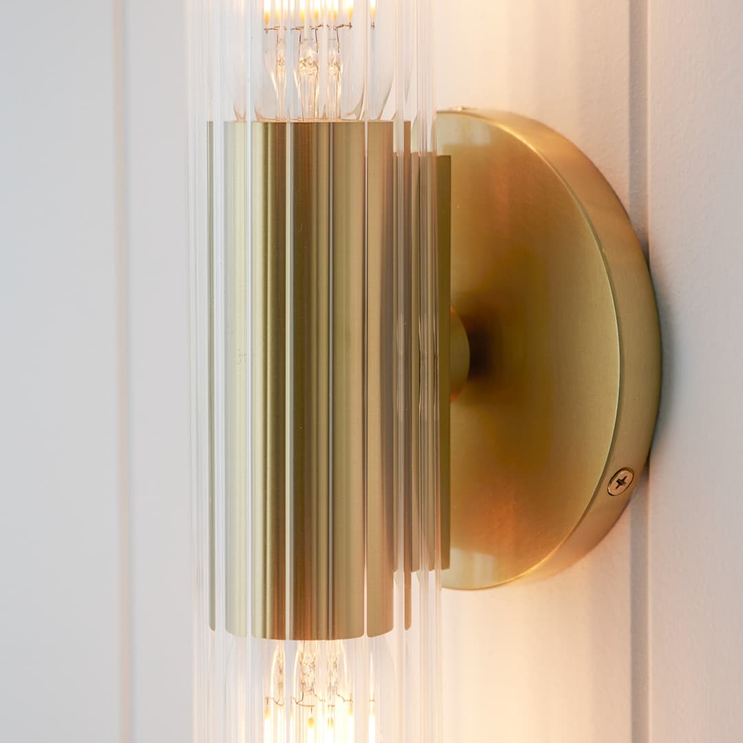 Bay 2 Light Glass Wall Light - Small in Aged Brass-img-4