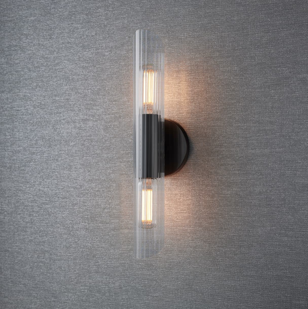 Bay 2 Light Glass Wall Light - Small in Old Bronze-img-1