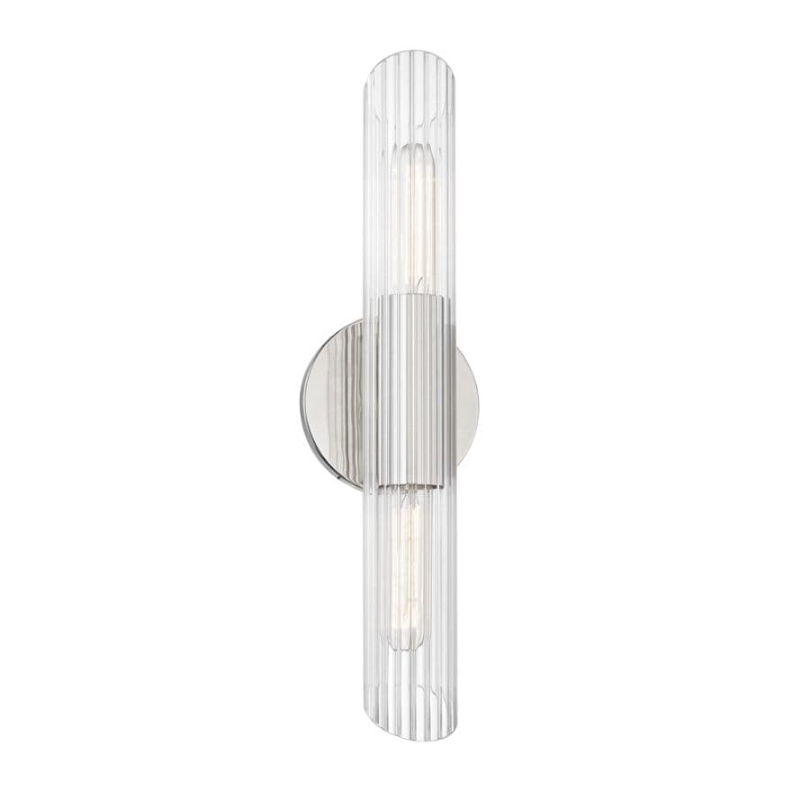 Bay 2 Light Glass Wall Light - Small in Polished Nickel-img-1